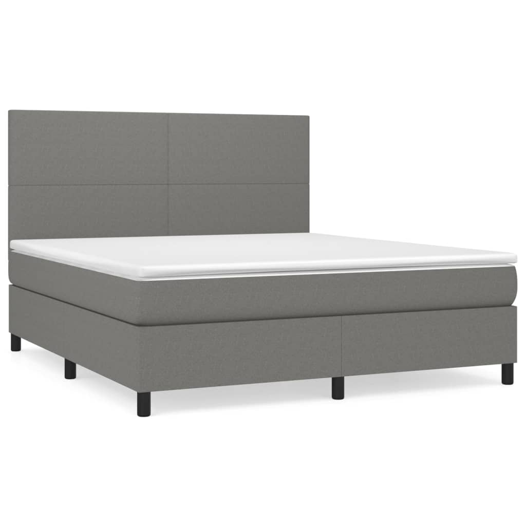 Sommier à lattes de lit avec matelas Gris foncé 160x200cm Tissu