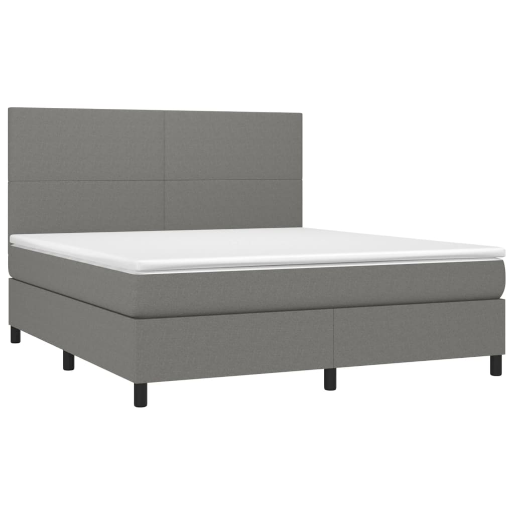 Sommier à lattes de lit avec matelas Gris foncé 180x200cm Tissu