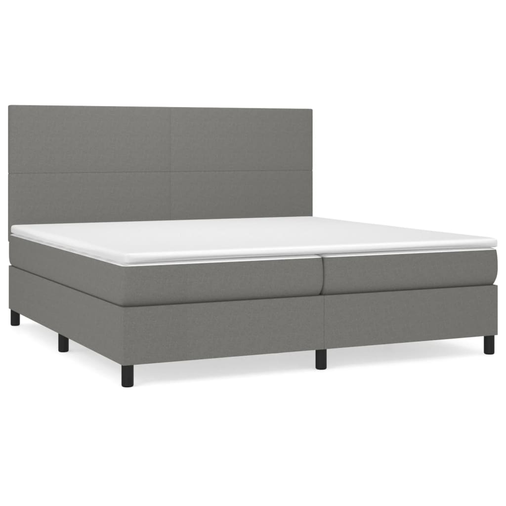 Sommier à lattes de lit avec matelas Gris foncé 200x200cm Tissu