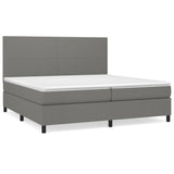 Sommier à lattes de lit avec matelas Gris foncé 200x200cm Tissu