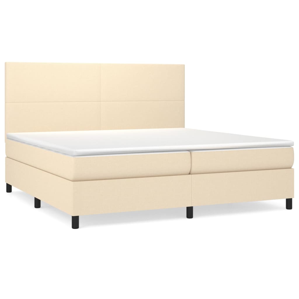 Sommier à lattes de lit avec matelas Crème 200x200 cm Tissu