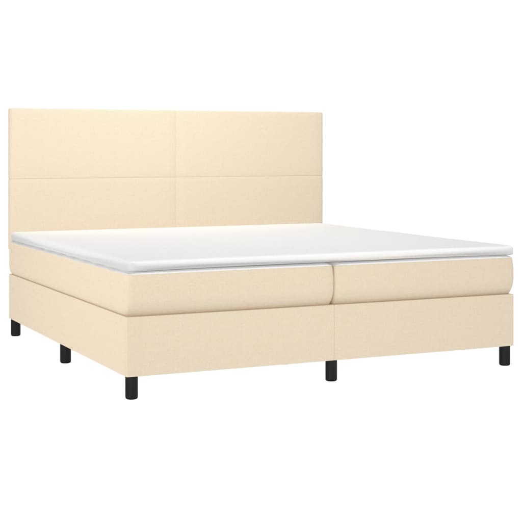 Sommier à lattes de lit avec matelas Crème 200x200 cm Tissu