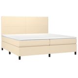 Sommier à lattes de lit avec matelas Crème 200x200 cm Tissu