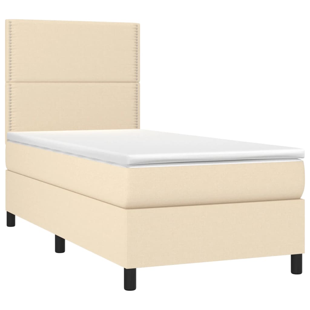 Sommier à lattes de lit avec matelas Crème 80x200 cm Tissu