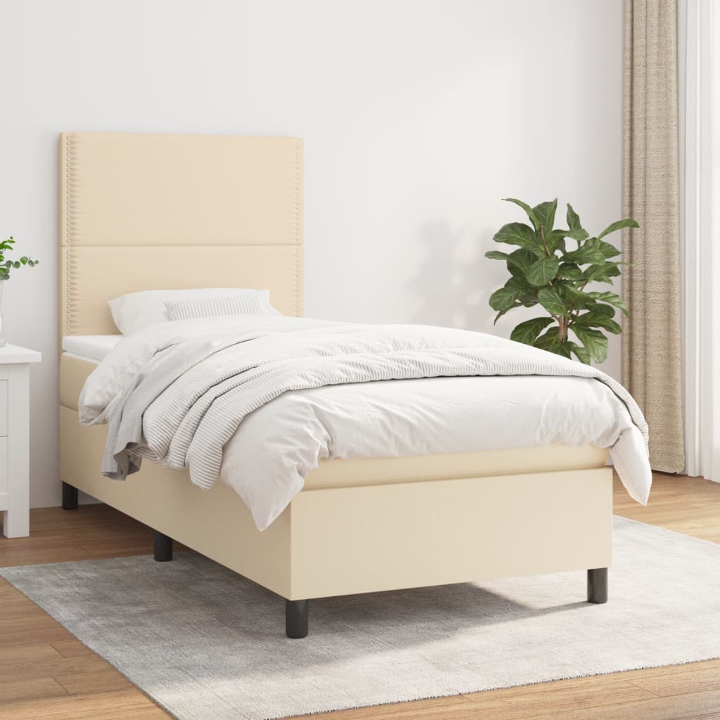 Sommier à lattes de lit avec matelas Crème 80x200 cm Tissu