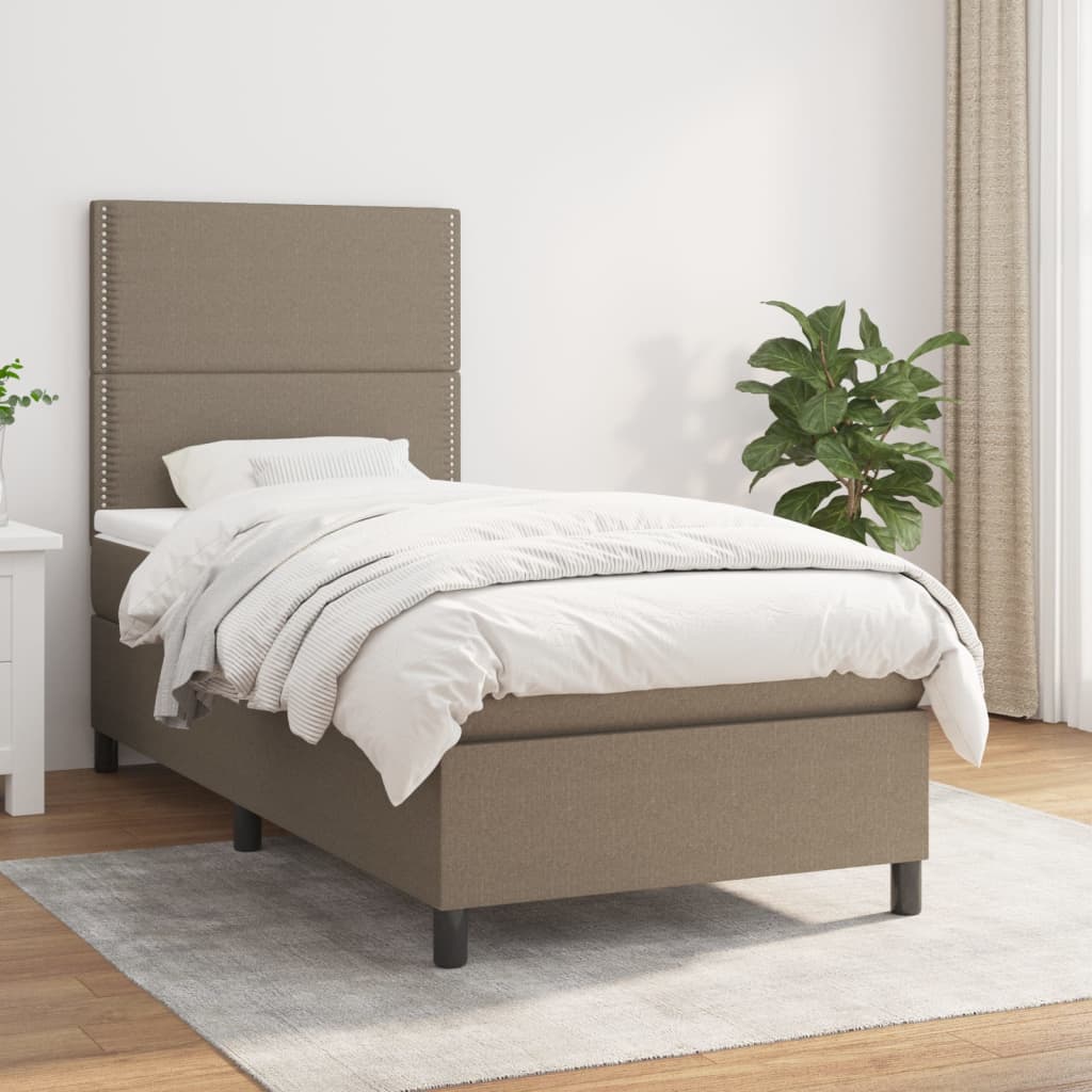 Sommier à lattes de lit avec matelas Taupe 90x190 cm Tissu