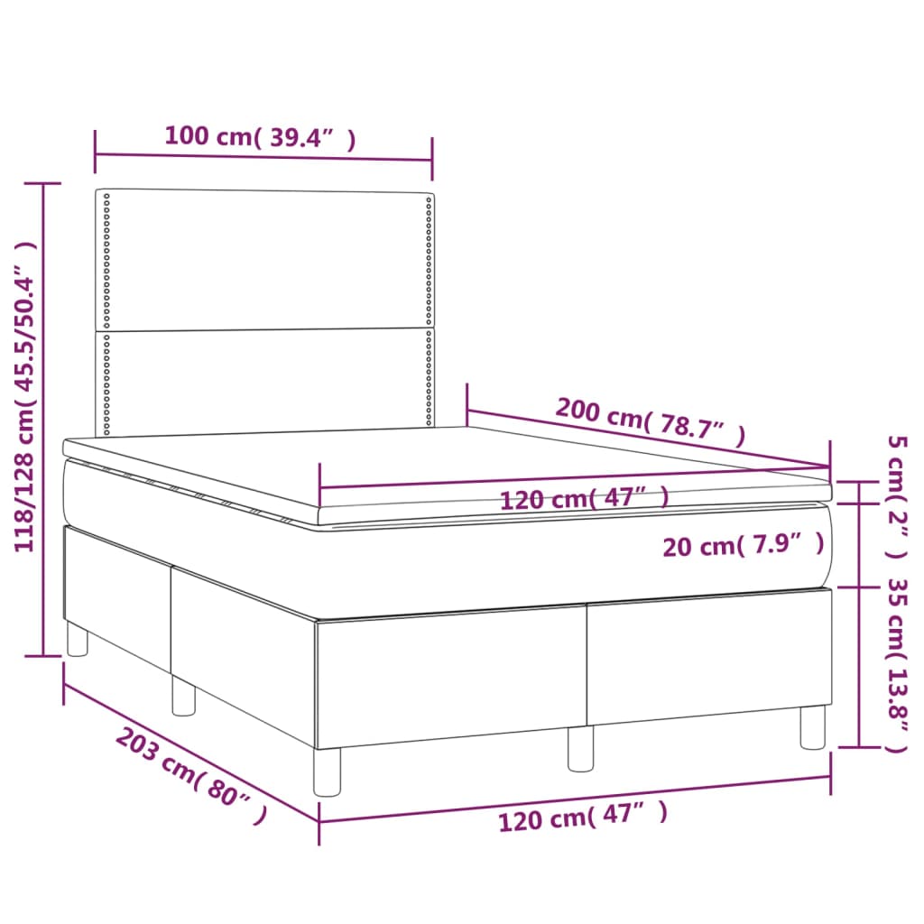 Sommier à lattes de lit avec matelas Noir 120x200 cm Tissu