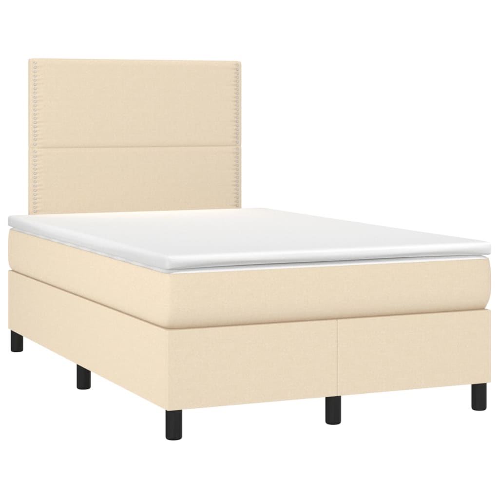 Sommier à lattes de lit avec matelas Crème 120x200 cm Tissu