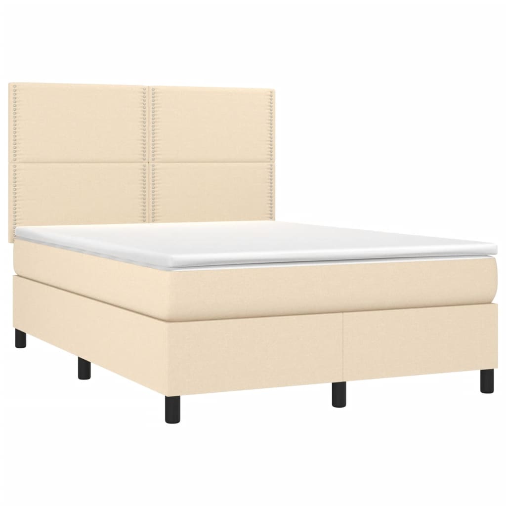 Sommier à lattes de lit avec matelas Crème 140x190 cm Tissu