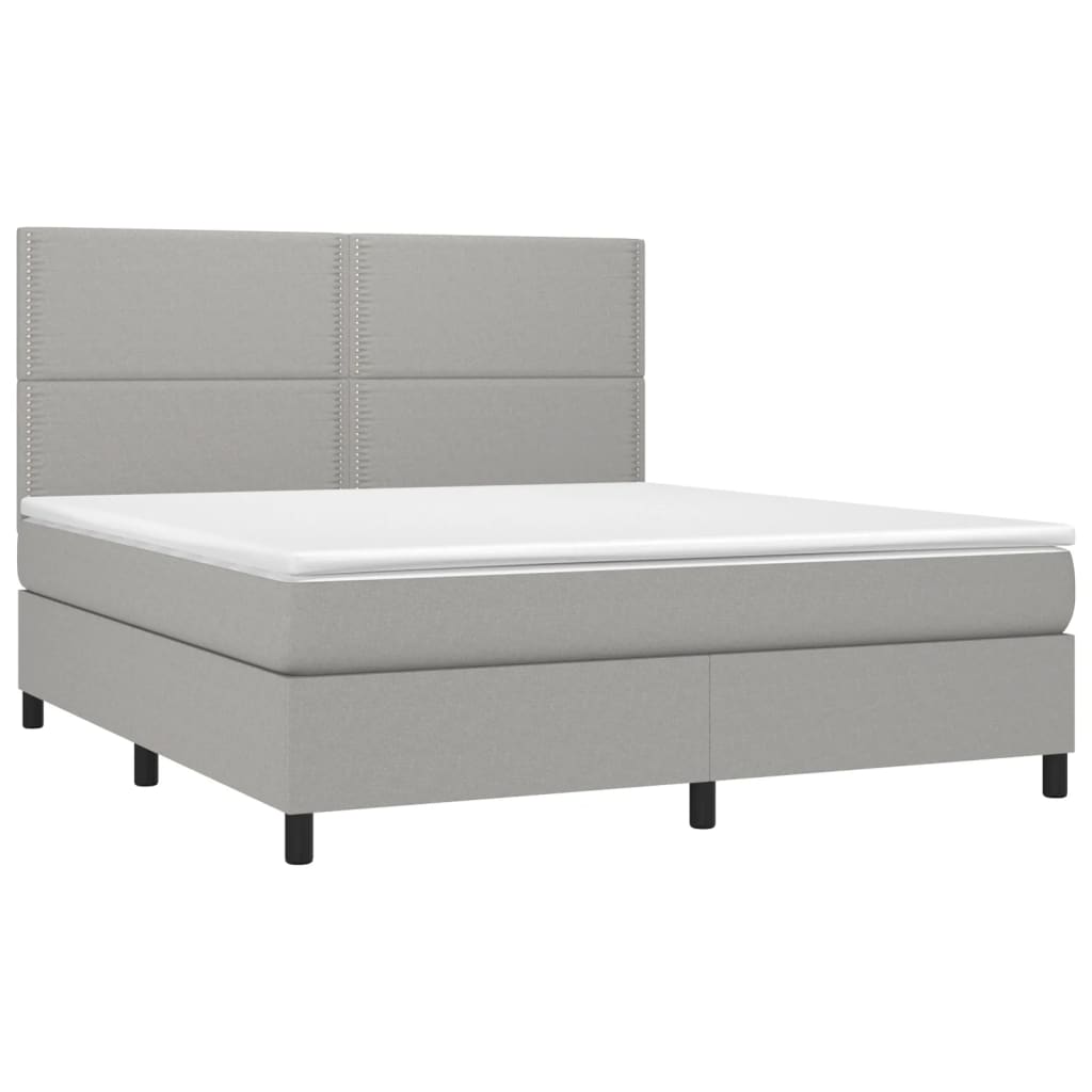 Sommier à lattes de lit avec matelas Gris clair 160x200cm Tissu