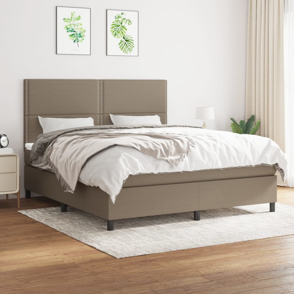 Sommier à lattes de lit avec matelas Taupe 160x200 cm Tissu