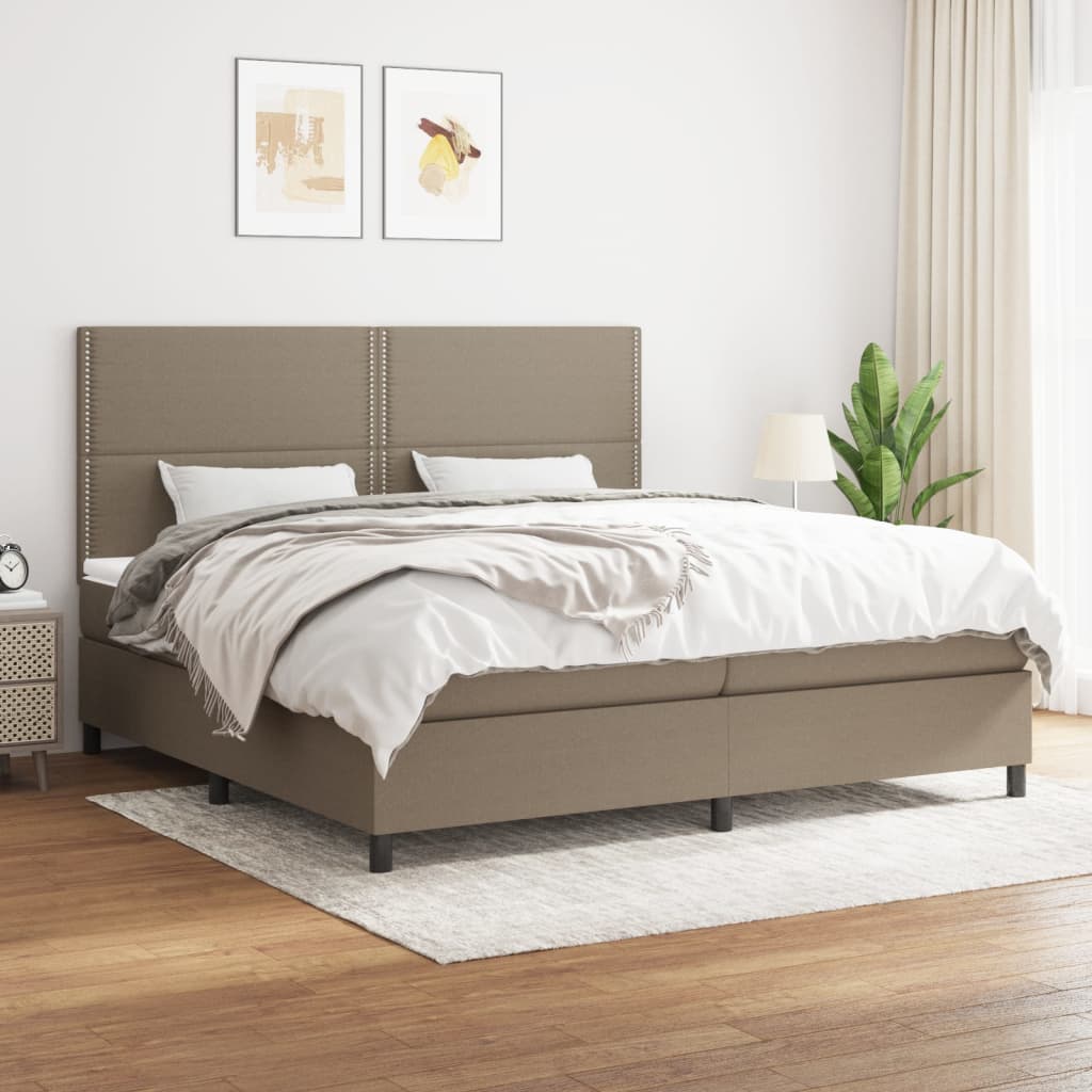 Sommier à lattes de lit avec matelas Taupe 200x200 cm Tissu