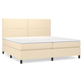 Sommier à lattes de lit avec matelas Crème 200x200 cm Tissu