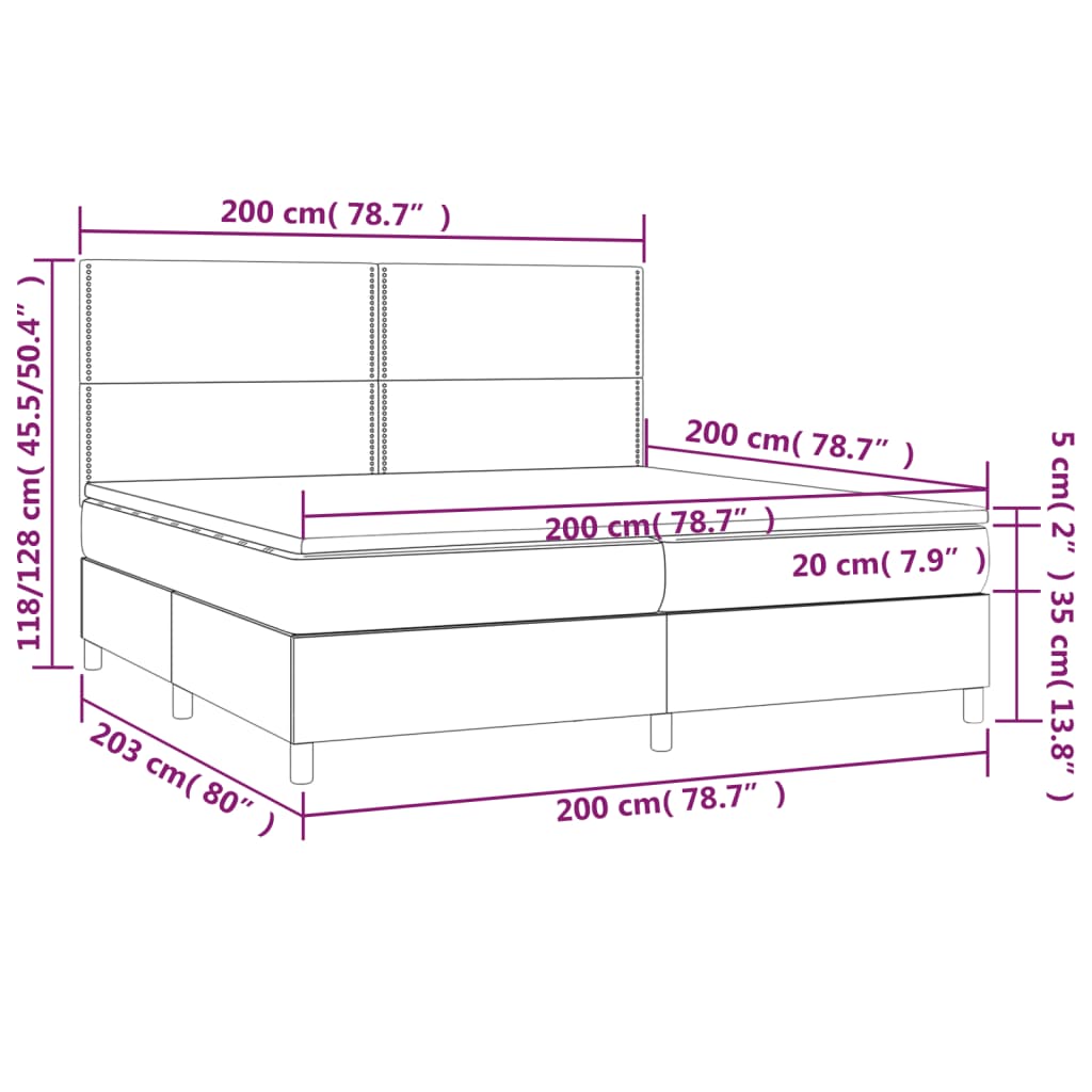 Sommier à lattes de lit avec matelas Crème 200x200 cm Tissu