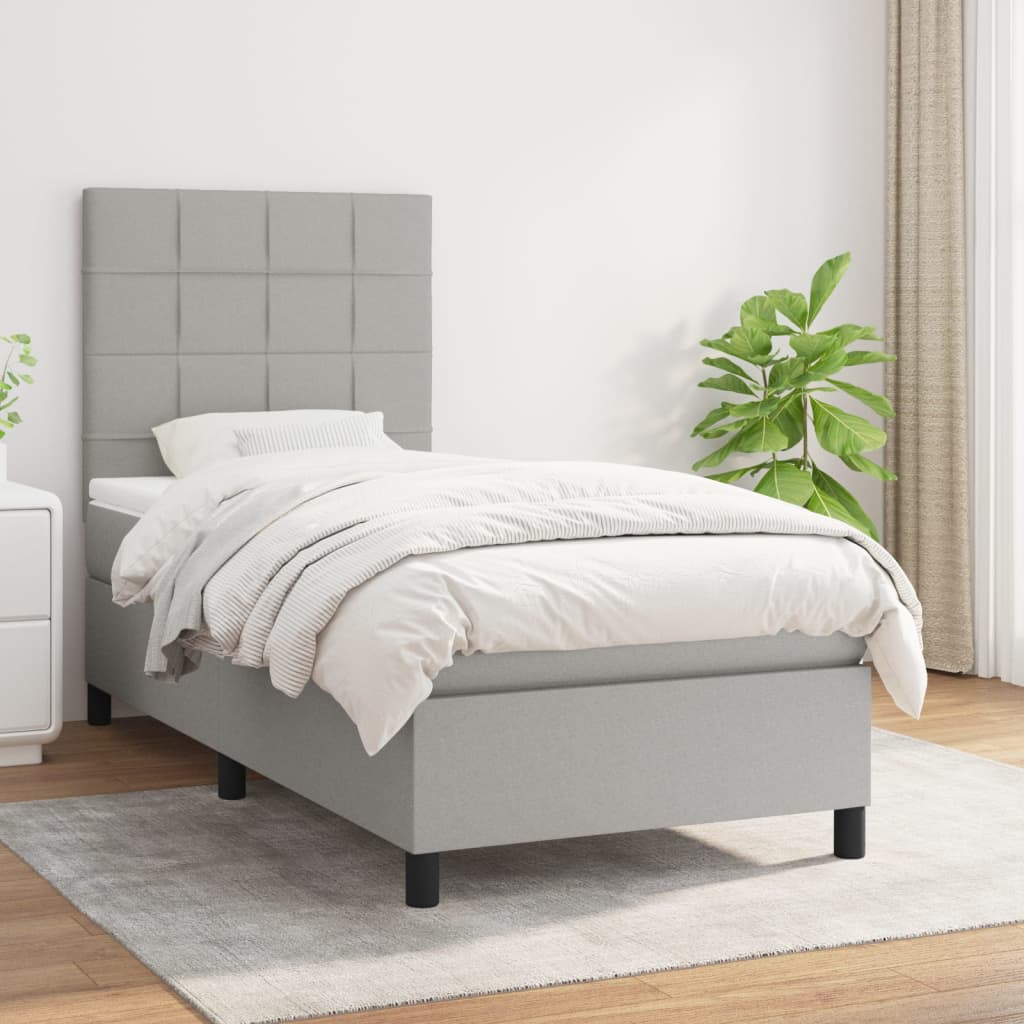 Sommier à lattes de lit avec matelas Gris clair 80x200 cm Tissu