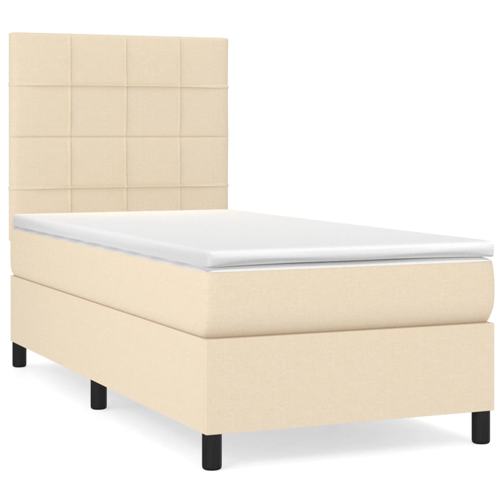 Sommier à lattes de lit avec matelas Crème 80x200 cm Tissu