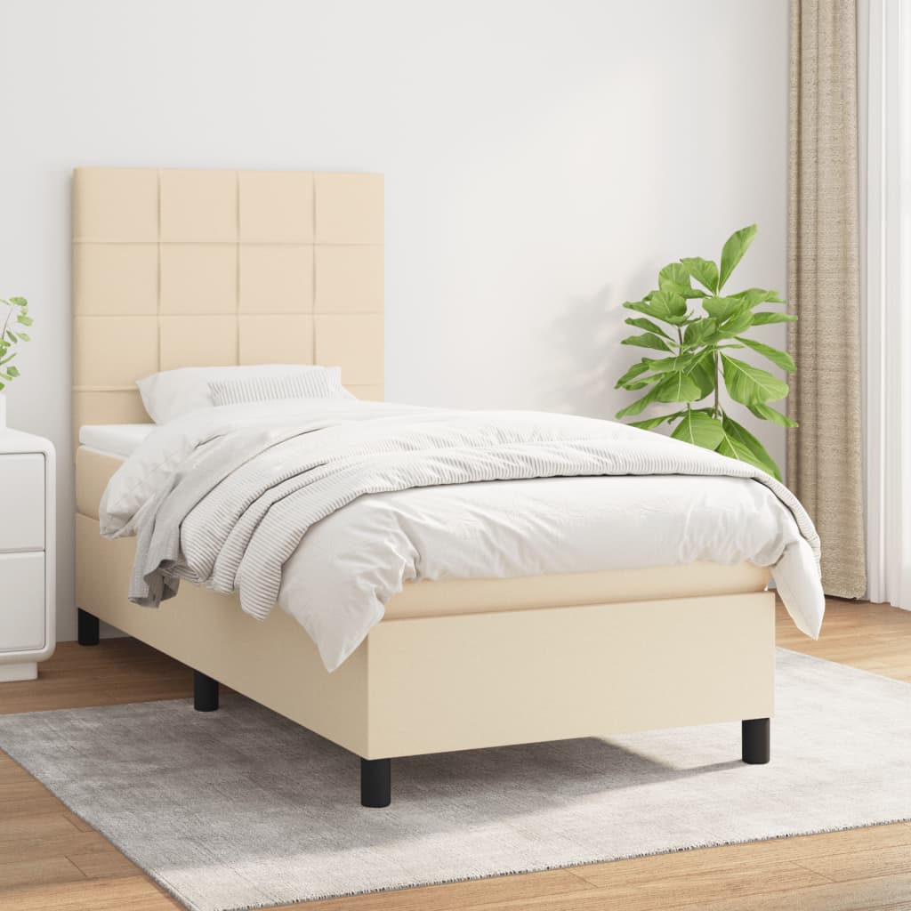 Sommier à lattes de lit avec matelas Crème 80x200 cm Tissu