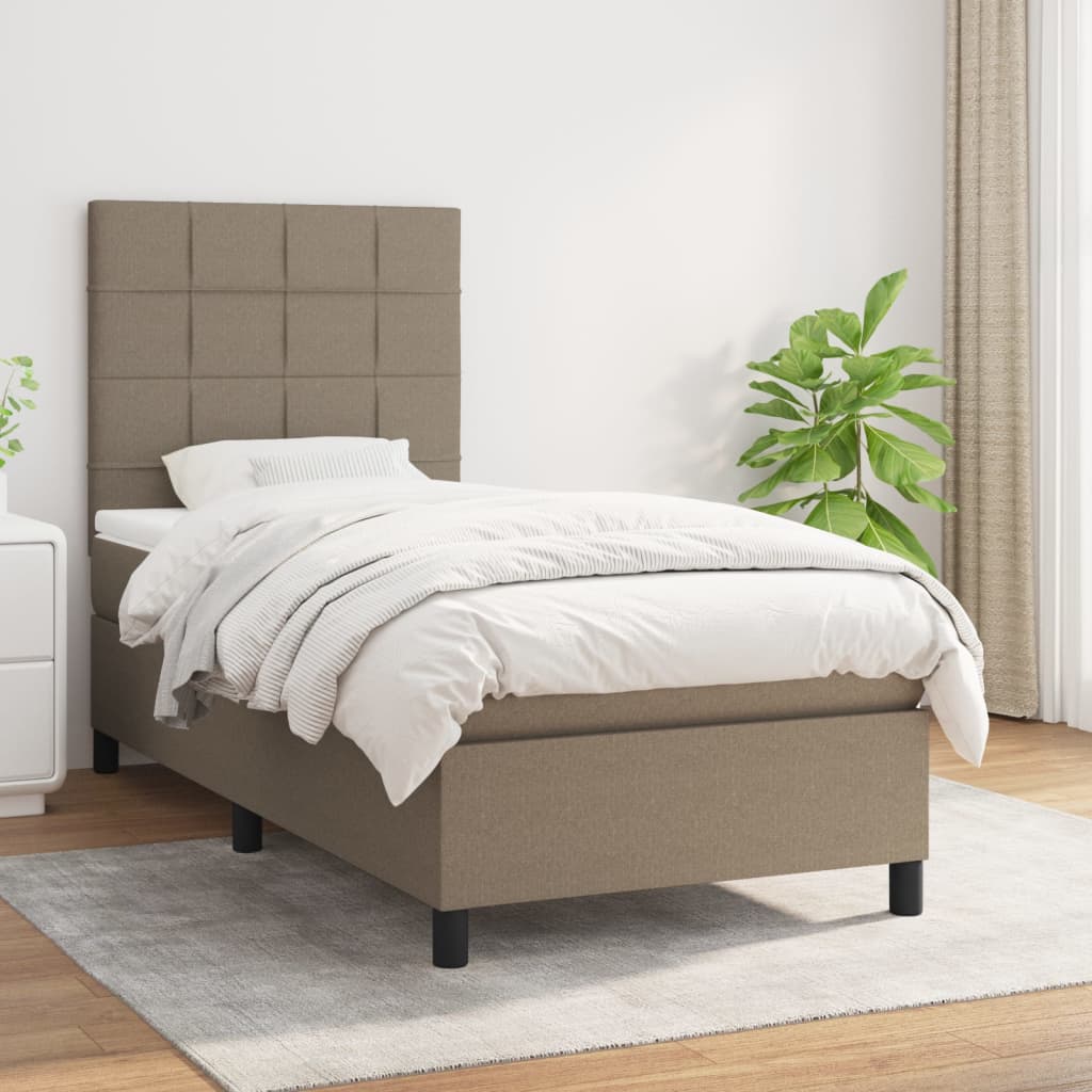 Sommier à lattes de lit avec matelas Taupe 90x190 cm Tissu