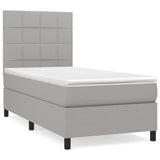 Sommier à lattes de lit avec matelas Gris clair 90x200 cm Tissu