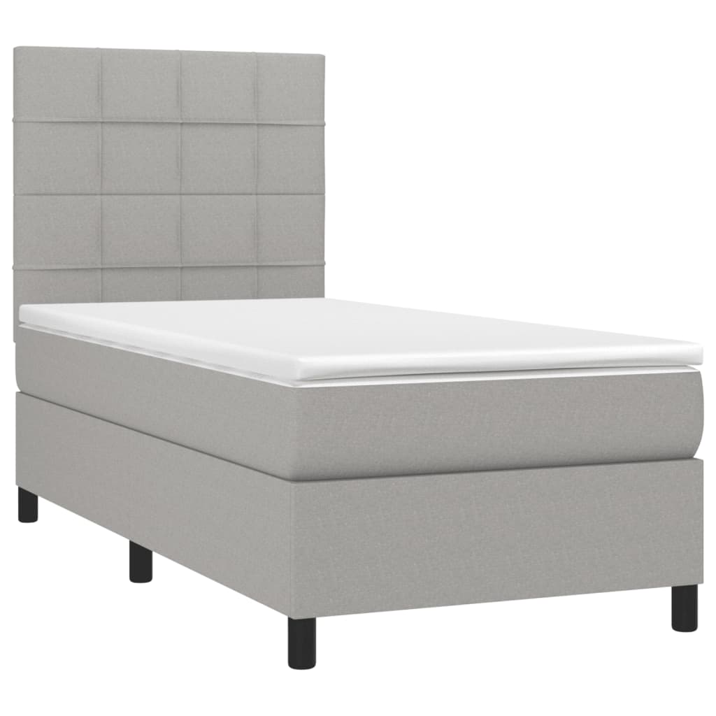 Sommier à lattes de lit avec matelas Gris clair 90x200 cm Tissu