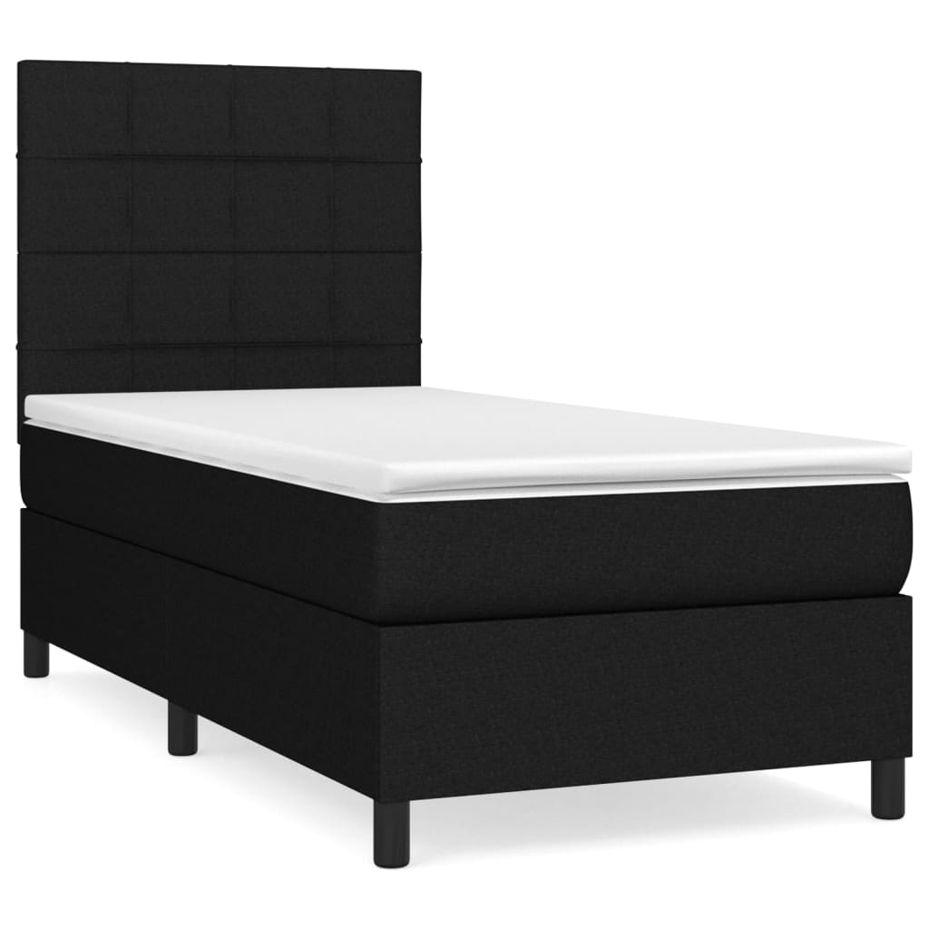 Sommier à lattes de lit avec matelas Noir 90x200 cm Tissu