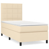 Sommier à lattes de lit avec matelas Crème 90x200 cm Tissu