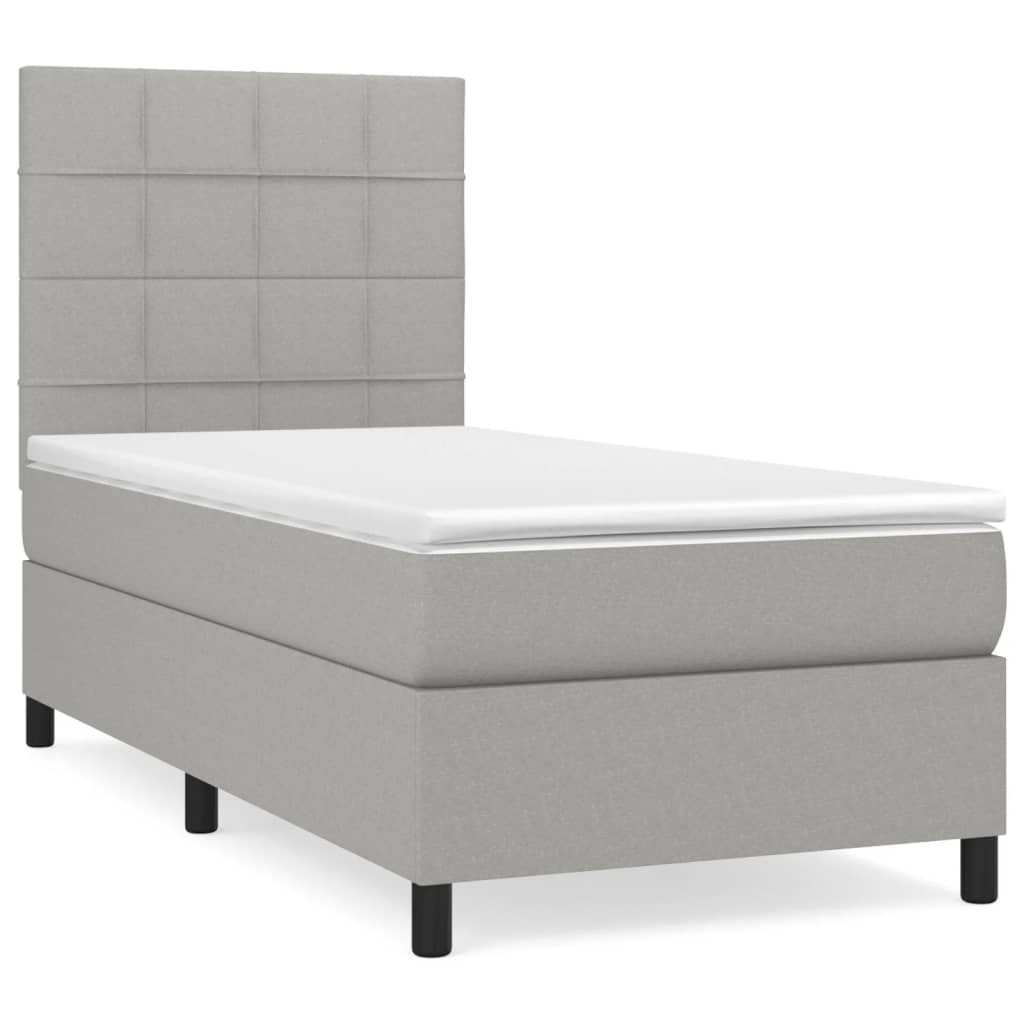 Sommier à lattes de lit avec matelas Gris clair 100x200cm Tissu