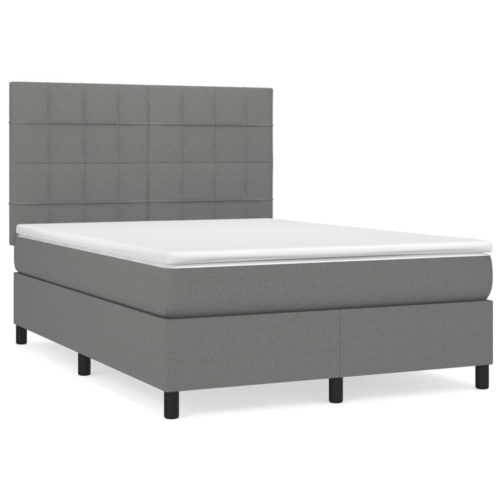 Sommier à lattes de lit avec matelas Gris foncé 140x190cm Tissu