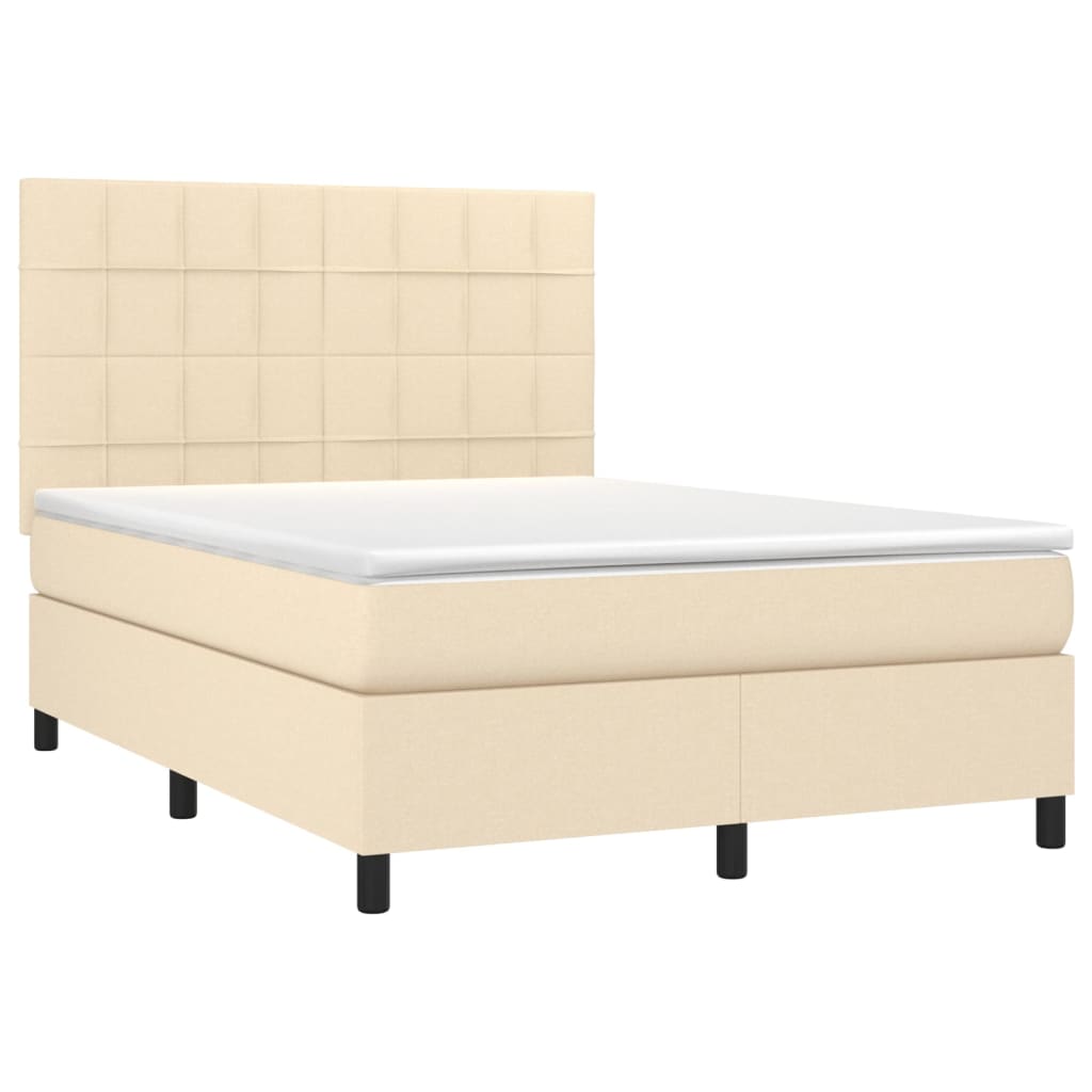 Sommier à lattes de lit avec matelas Crème 140x190 cm Tissu