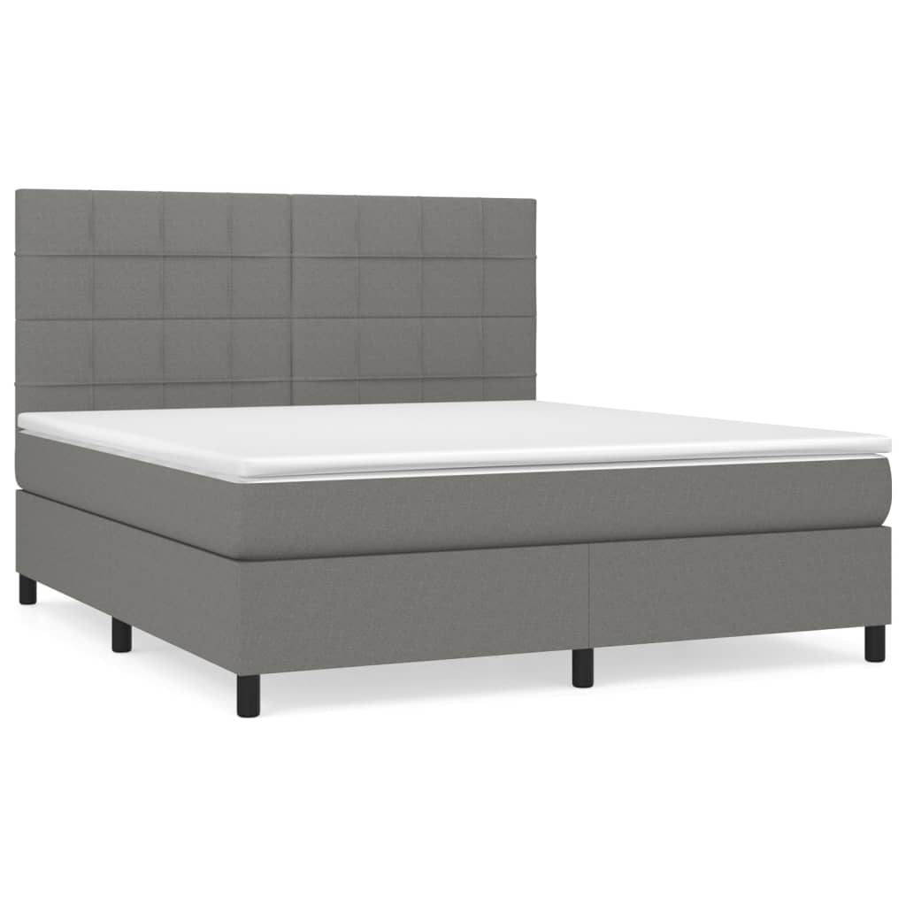 Sommier à lattes de lit avec matelas Gris foncé 160x200cm Tissu