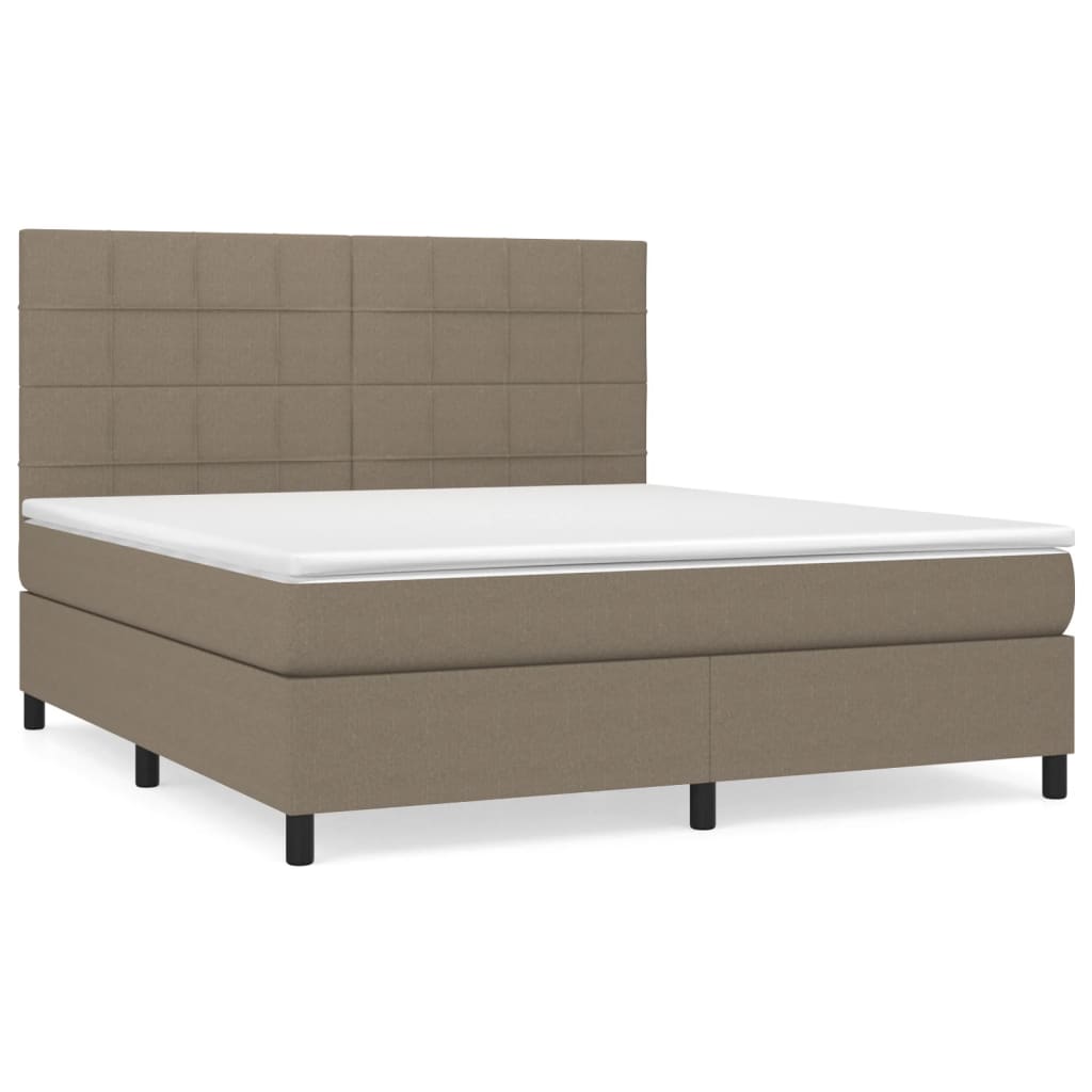 Sommier à lattes de lit avec matelas Taupe 180x200 cm Tissu