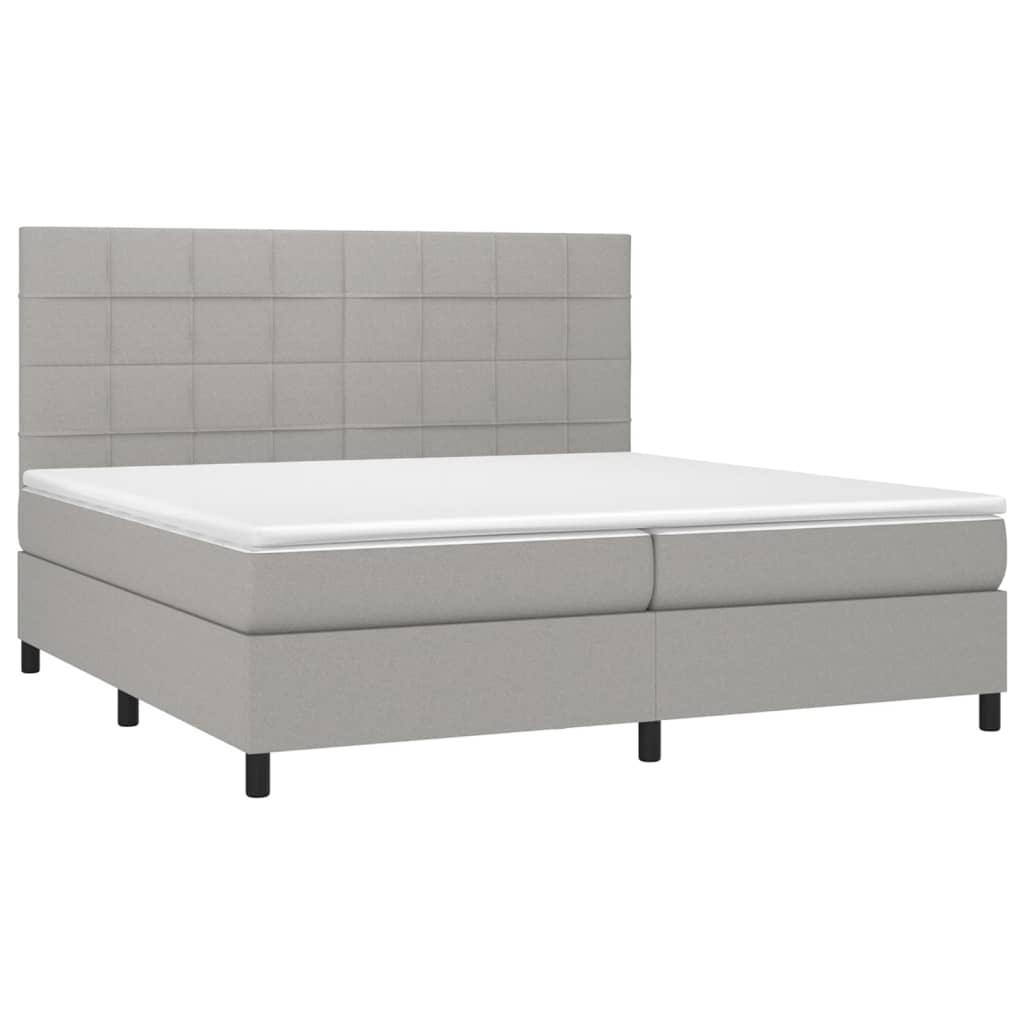 Sommier à lattes de lit avec matelas Gris clair 200x200cm Tissu