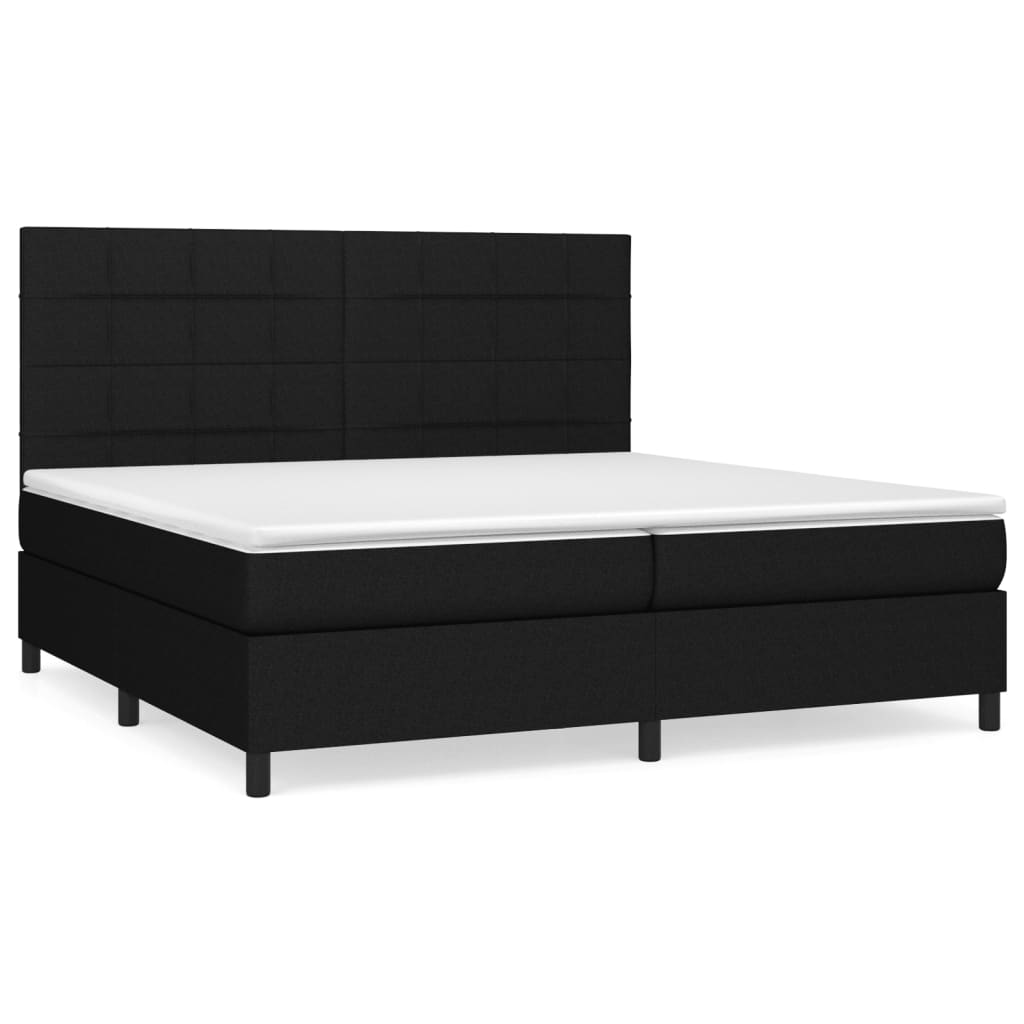 Sommier à lattes de lit avec matelas Noir 200x200 cm Tissu