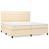 Sommier à lattes de lit avec matelas Crème 200x200 cm Tissu