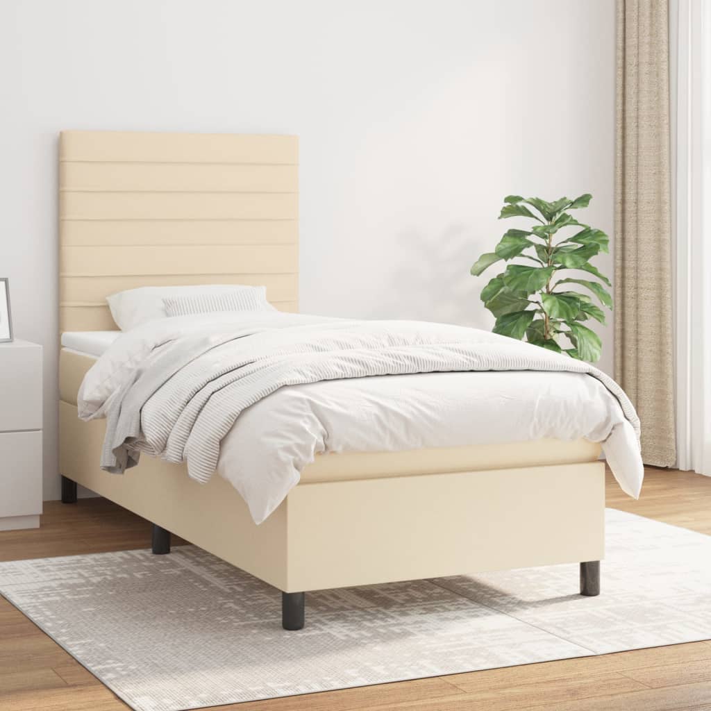 Sommier à lattes de lit avec matelas Crème 80x200 cm Tissu