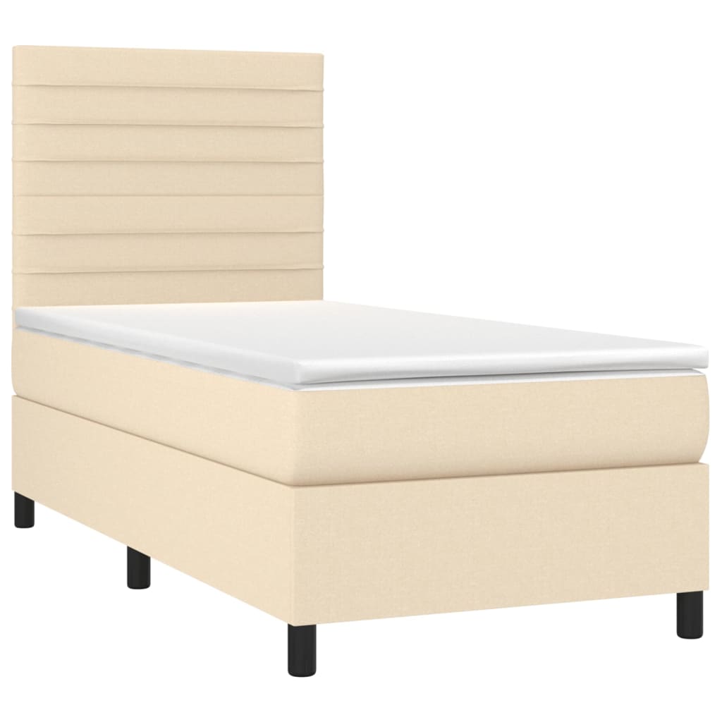 Sommier à lattes de lit avec matelas Crème 100x200 cm Tissu