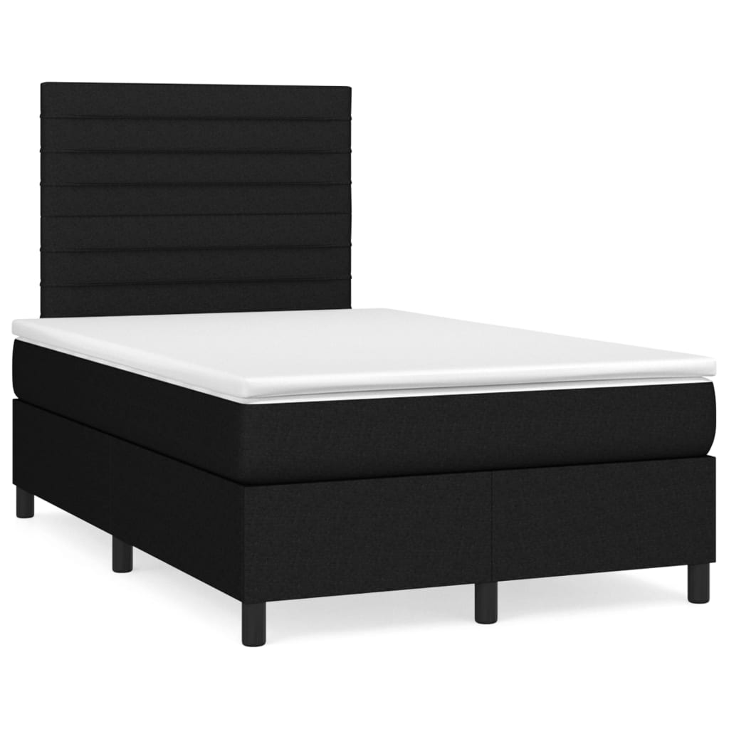 Sommier à lattes de lit avec matelas Noir 120x200 cm Tissu