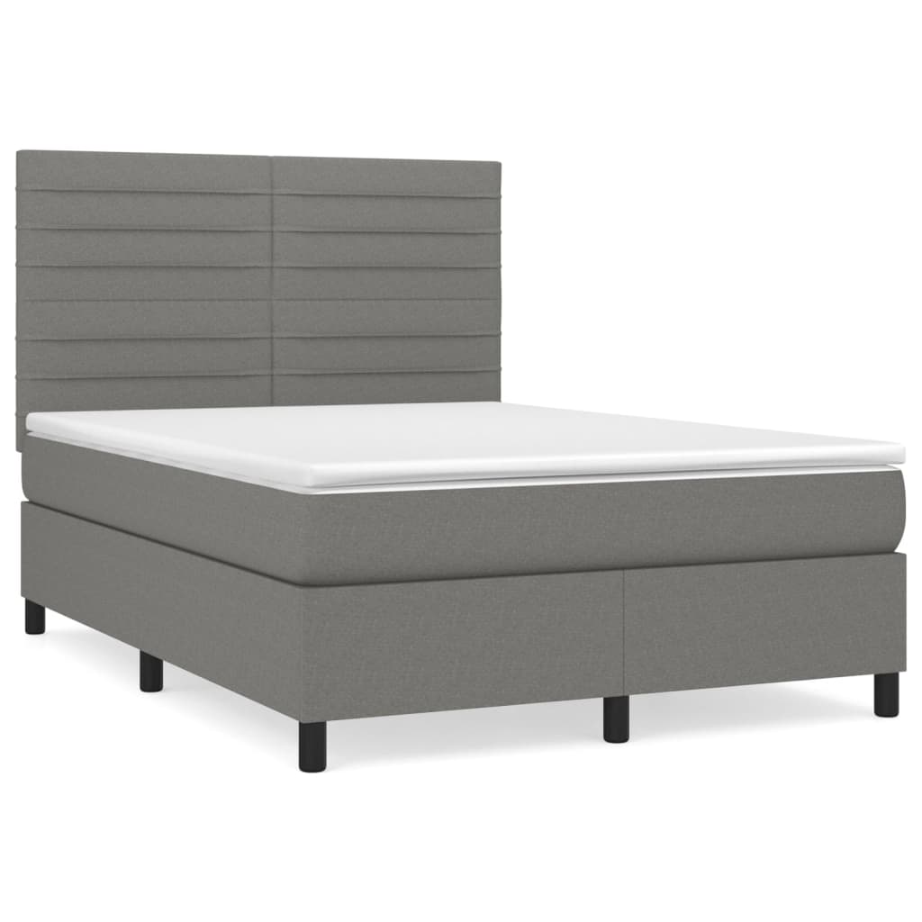 Sommier à lattes de lit avec matelas Gris foncé 140x190cm Tissu