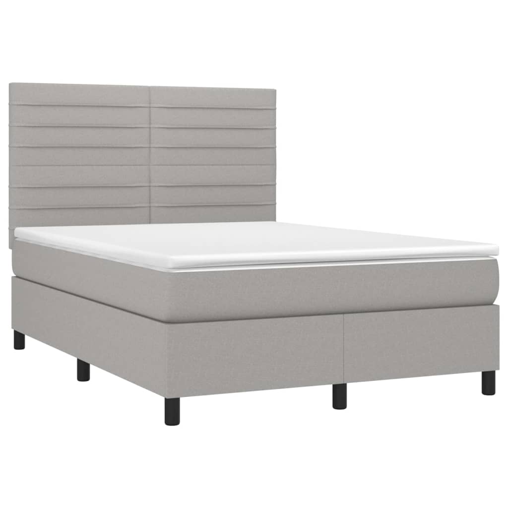 Sommier à lattes de lit avec matelas Gris clair 140x200cm Tissu