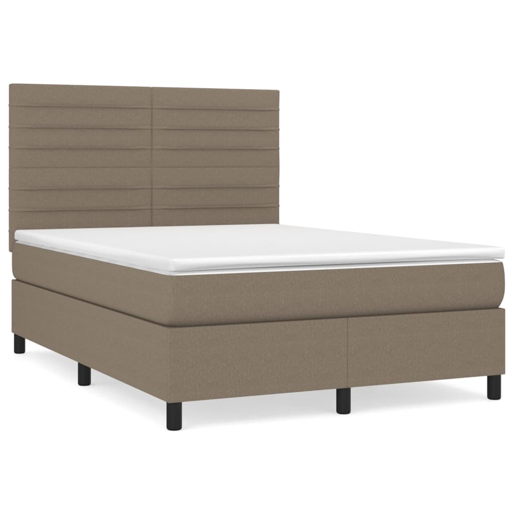 Sommier à lattes de lit avec matelas Taupe 140x200 cm Tissu