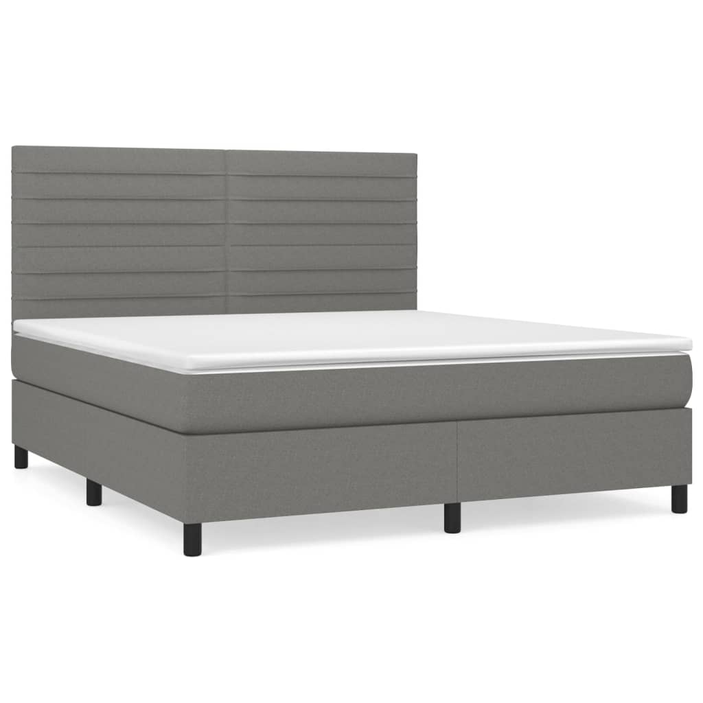 Sommier à lattes de lit avec matelas Gris foncé 160x200cm Tissu