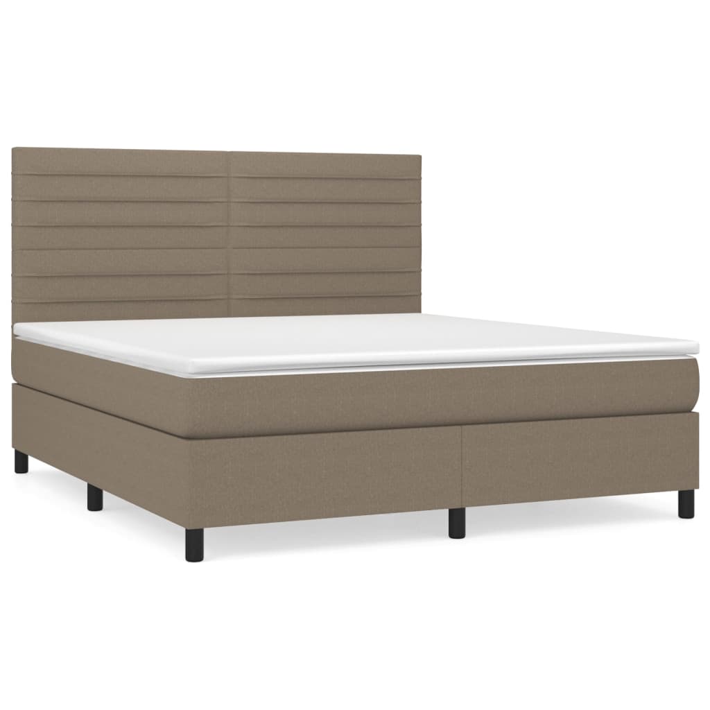 Sommier à lattes de lit avec matelas Taupe 160x200 cm Tissu