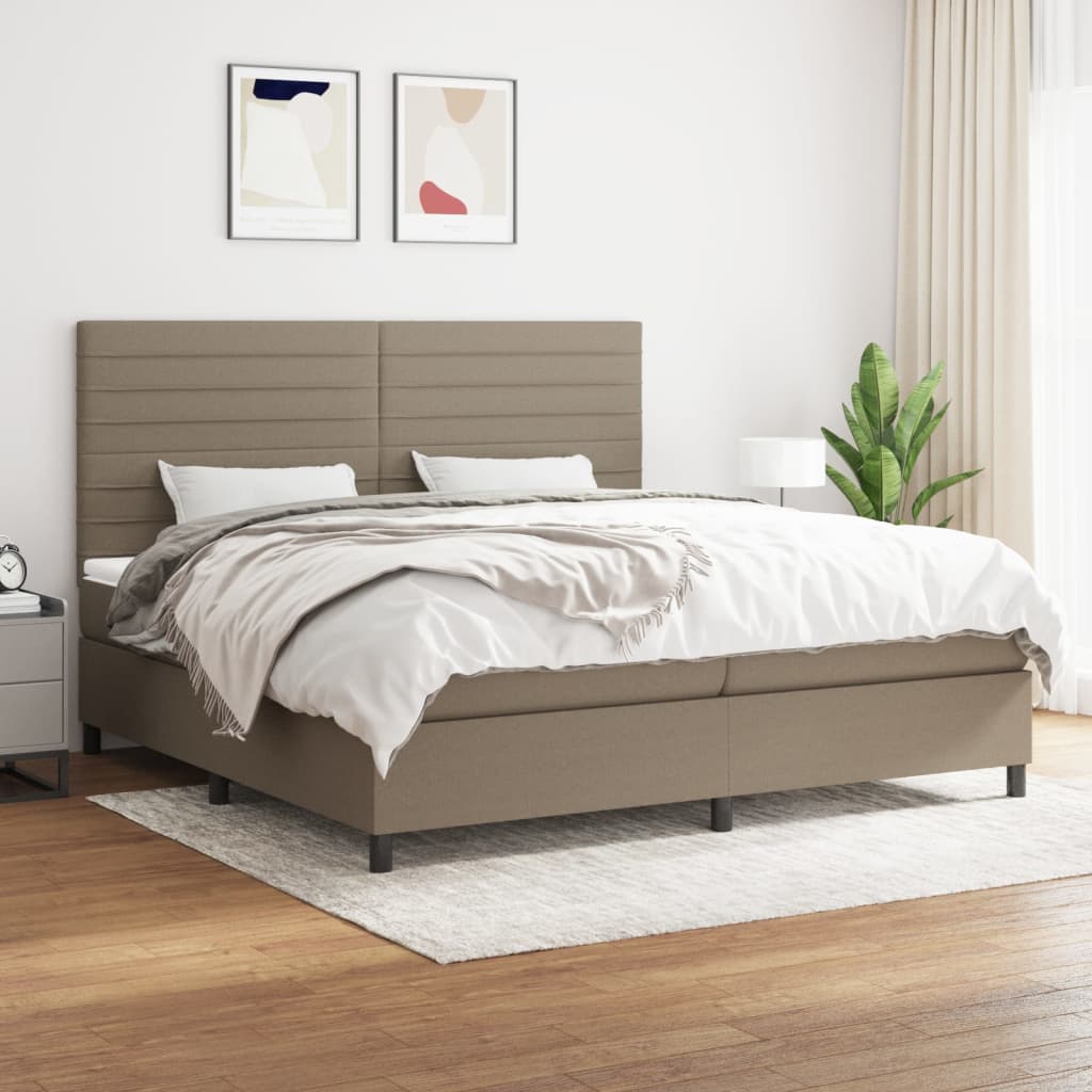 Sommier à lattes de lit avec matelas Taupe 200x200 cm Tissu