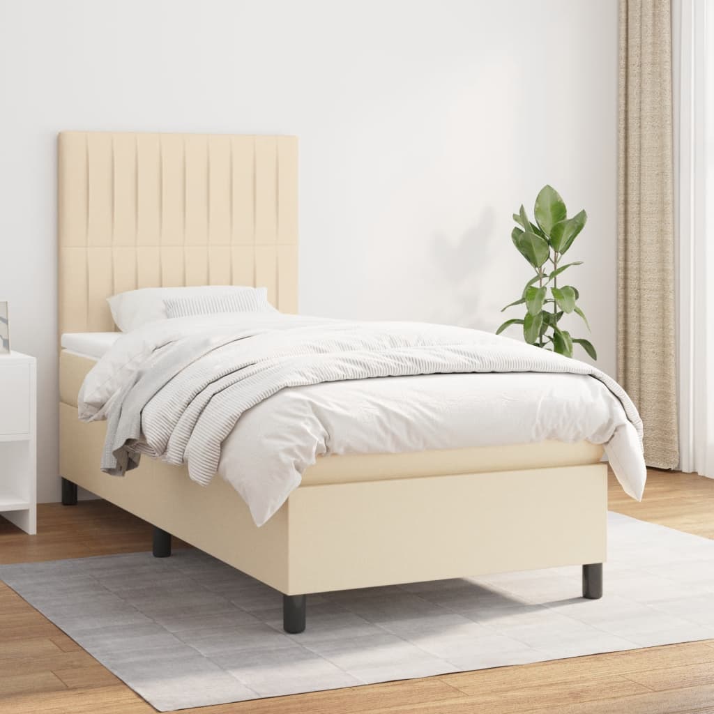 Sommier à lattes de lit avec matelas Crème 80x200 cm Tissu