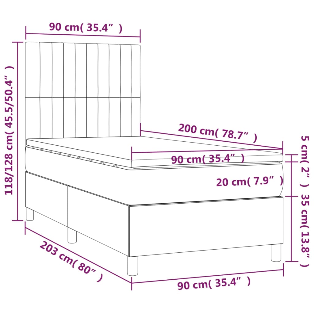 Sommier à lattes de lit avec matelas Noir 90x200 cm Tissu