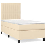 Sommier à lattes de lit avec matelas Crème 90x200 cm Tissu