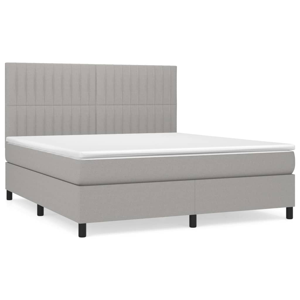 Sommier à lattes de lit avec matelas Gris clair 160x200cm Tissu