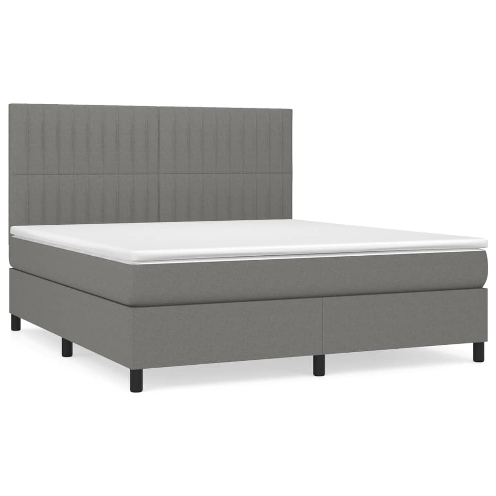 Sommier à lattes de lit avec matelas Gris foncé 160x200cm Tissu