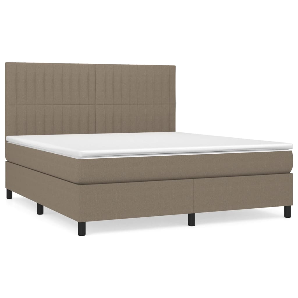 Sommier à lattes de lit avec matelas Taupe 160x200 cm Tissu