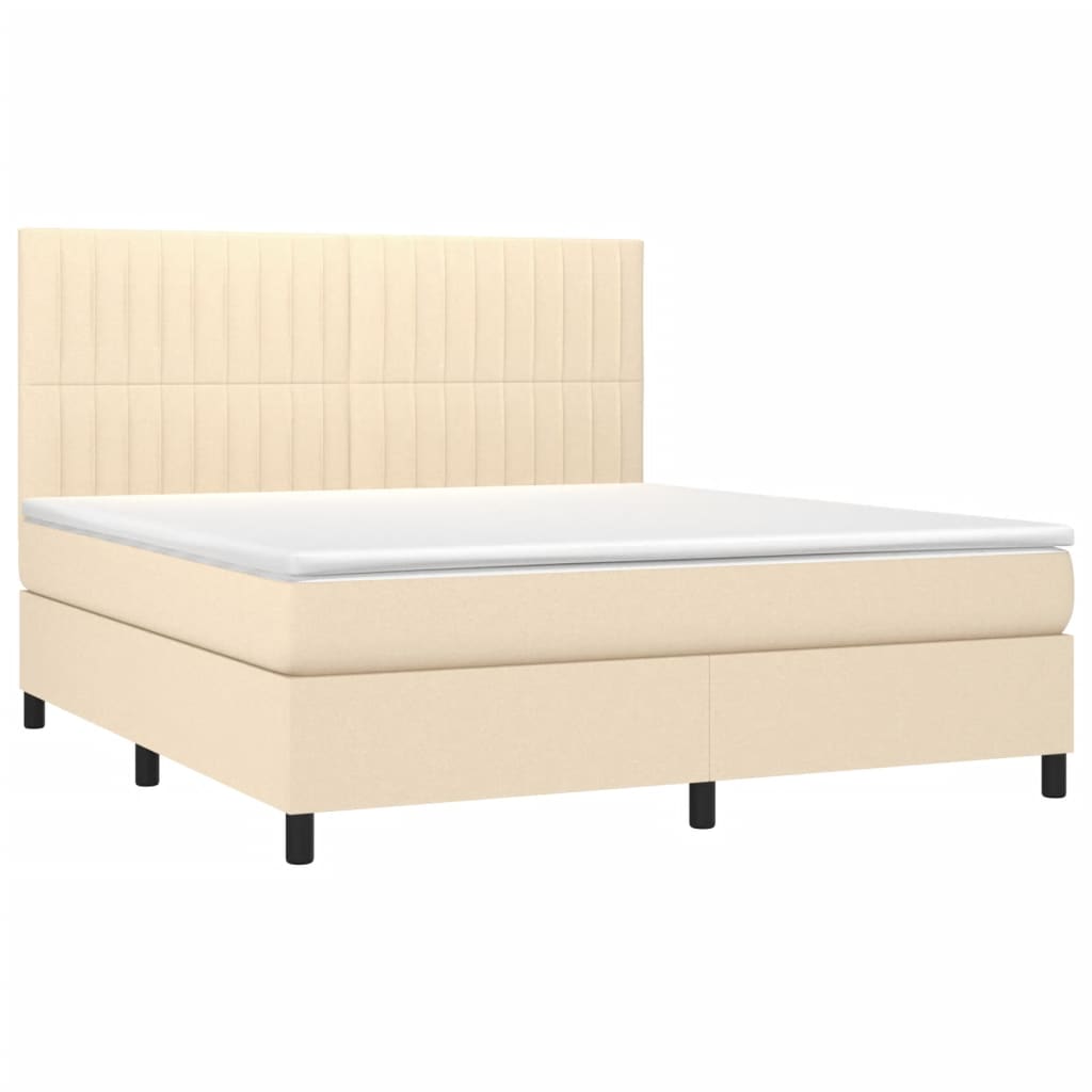 Sommier à lattes de lit avec matelas Crème 160x200 cm Tissu